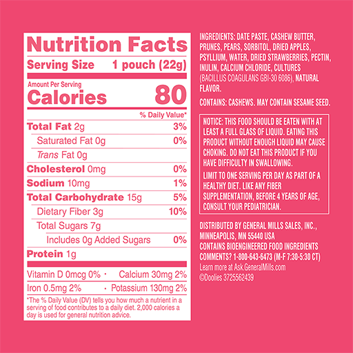 Doolies Strawberry Cashew Bites Nutrition Facts